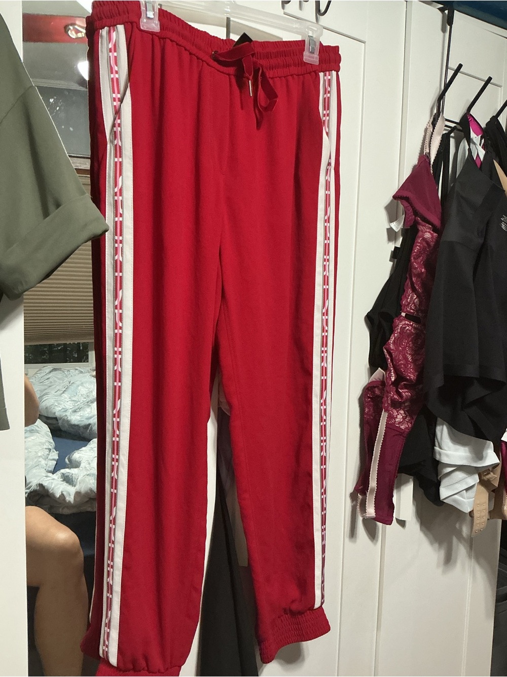 Marc Cain Red Track Pants with Side Stripe